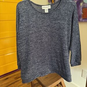 Women's Cathy Daniels Pullover Sweater Top Navy Blue w/SilverSparkle Size XL